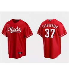 Men Cincinnati Reds 37 Tyler Stephenson Red Cool Base Stitched Baseball Jersey Men Cincinnati Reds 37 Tyler Stephenson Red Cool Base Stitched Baseball Jersey
