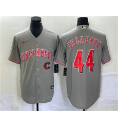 Men Cincinnati Reds 44 Elly De La Cruz Grey Cool Base Stitched Baseball Jersey1 Men Cincinnati Reds 44 Elly De La Cruz Grey Cool Base Stitched Baseball Jersey1