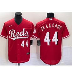 Men Cincinnati Reds 44 Elly De La Cruz Number Red Cool Base Stitched Baseball Jersey 1 Men Cincinnati Reds 44 Elly De La Cruz Number Red Cool Base Stitched Baseball Jersey 1