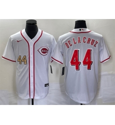 Men Cincinnati Reds 44 Elly De La Cruz Number White Cool Base Stitched Baseball Jersey Men Cincinnati Reds 44 Elly De La Cruz Number White Cool Base Stitched Baseball Jersey