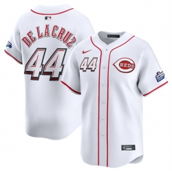 Men Cincinnati Reds 44 Elly De La Cruz White 2025 Speedway Classic Home Limited Stitched Baseball Jersey