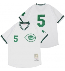 Men Cincinnati Reds 5 Johnny Bench White St Patrick Day Jersey Men Cincinnati Reds 5 Johnny Bench White St Patrick Day Jersey