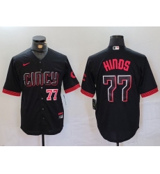 Men Cincinnati Reds 77 Rece Hinds Black 2023 City Connect Stitched Baseball Jersey 4 Men Cincinnati Reds 77 Rece Hinds Black 2023 City Connect Stitched Baseball Jersey 4