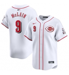 Men Cincinnati Reds 9 Matt McLain White Home Limited Stitched Baseball Jersey Men Cincinnati Reds 9 Matt McLain White Home Limited Stitched Baseball Jersey