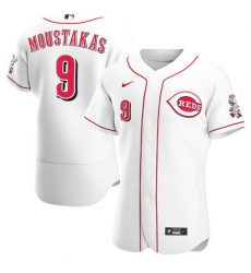 Men Cincinnati Reds 9 Mike Moustakas White Flex Base Stitched jersey Men Cincinnati Reds 9 Mike Moustakas White Flex Base Stitched jersey