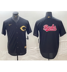Men Cincinnati Reds Black Team Big Logo Cool Base Stitched Baseball Jersey 3 Men Cincinnati Reds Black Team Big Logo Cool Base Stitched Baseball Jersey 3