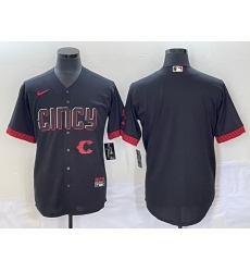 Men Cincinnati Reds Blank Black 2023 City Connect With Patch Stitched Jersey Men Cincinnati Reds Blank Black 2023 City Connect With Patch Stitched Jersey