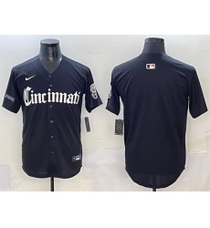 Men Cincinnati Reds Blank Black  27Gothic Queen City Edition 27 Vapor Premier Limited Stitched Baseball Jersey