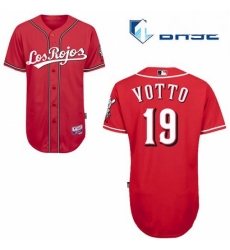 Mens Majestic Cincinnati Reds 19 Joey Votto Authentic Red Alternate Los Rojos Cool Base MLB Jersey Mens Majestic Cincinnati Reds 19 Joey Votto Authentic Red Alternate Los Rojos Cool Base MLB Jersey
