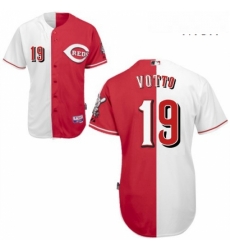 Mens Majestic Cincinnati Reds 19 Joey Votto Authentic RedWhite Split Fashion MLB Jersey Mens Majestic Cincinnati Reds 19 Joey Votto Authentic RedWhite Split Fashion MLB Jersey