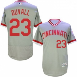 Mens Majestic Cincinnati Reds 23 Adam Duvall Grey Flexbase Authentic Collection Cooperstown MLB Jersey