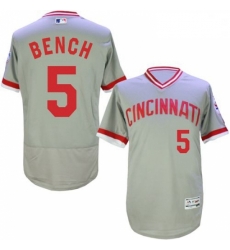 Mens Majestic Cincinnati Reds 5 Johnny Bench Grey Flexbase Authentic Collection Cooperstown MLB Jersey Mens Majestic Cincinnati Reds 5 Johnny Bench Grey Flexbase Authentic Collection Cooperstown MLB Jersey