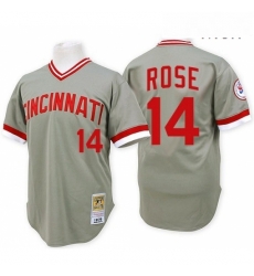 Mens Mitchell and Ness Cincinnati Reds 14 Pete Rose Replica Grey Throwback MLB Jersey Mens Mitchell and Ness Cincinnati Reds 14 Pete Rose Replica Grey Throwback MLB Jersey