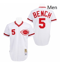 Mens Mitchell and Ness Cincinnati Reds 5 Johnny Bench Authentic White Throwback MLB Jersey Mens Mitchell and Ness Cincinnati Reds 5 Johnny Bench Authentic White Throwback MLB Jersey