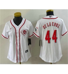 Women Cincinnati Reds 44 Elly De La Cruz White With Patch Cool Base Stitched Jersey Women Cincinnati Reds 44 Elly De La Cruz White With Patch Cool Base Stitched Jersey