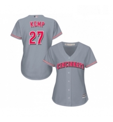 Womens Cincinnati Reds 27 Matt Kemp Replica Grey Road Cool Base Baseball Jersey Womens Cincinnati Reds 27 Matt Kemp Replica Grey Road Cool Base Baseball Jersey