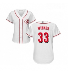 Womens Cincinnati Reds 33 Jesse Winker Replica White Home Cool Base Baseball Jersey Womens Cincinnati Reds 33 Jesse Winker Replica White Home Cool Base Baseball Jersey