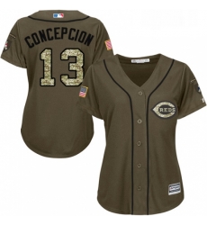 Womens Majestic Cincinnati Reds 13 Dave Concepcion Authentic Green Salute to Service MLB Jersey Womens Majestic Cincinnati Reds 13 Dave Concepcion Authentic Green Salute to Service MLB Jersey