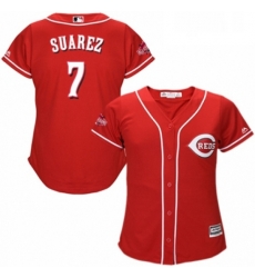 Womens Majestic Cincinnati Reds 7 Eugenio Suarez Replica Red Alternate Cool Base MLB Jersey Womens Majestic Cincinnati Reds 7 Eugenio Suarez Replica Red Alternate Cool Base MLB Jersey