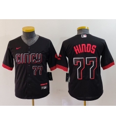 Youth Cincinnati Reds 77 Rece Hinds Black 2023 City Connect Stitched Baseball Jersey 2 Youth Cincinnati Reds 77 Rece Hinds Black 2023 City Connect Stitched Baseball Jersey 2