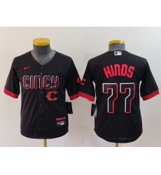 Youth Cincinnati Reds 77 Rece Hinds Black 2023 City Connect Stitched Baseball Jersey 6 Youth Cincinnati Reds 77 Rece Hinds Black 2023 City Connect Stitched Baseball Jersey 6