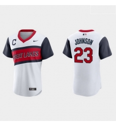 Men Cleveland Indians 23 Daniel Johnson Men Nike White 2021 Little League Class Authentic MLB Jersey Men Cleveland Indians 23 Daniel Johnson Men Nike White 2021 Little League Class Authentic MLB Jersey