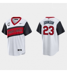 Men Cleveland Indians 23 Daniel Johnson Men Nike White 2021 Little League Class Game MLB Jersey Men Cleveland Indians 23 Daniel Johnson Men Nike White 2021 Little League Class Game MLB Jersey