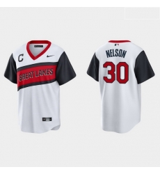 Men Cleveland Indians 30 Kyle Nelson Men Nike White 2021 Little League Class Game MLB Jersey Men Cleveland Indians 30 Kyle Nelson Men Nike White 2021 Little League Class Game MLB Jersey
