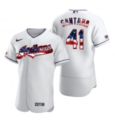 Men Cleveland Indians 41 Carlos Santana Men Nike White Fluttering USA Flag Limited Edition Flex Base MLB Jersey Men Cleveland Indians 41 Carlos Santana Men Nike White Fluttering USA Flag Limited Edition Flex Base MLB Jersey