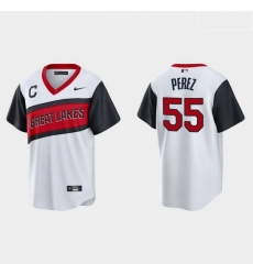 Men Cleveland Indians 55 Roberto Perez Men Nike White 2021 Little League Class Game MLB Jersey Men Cleveland Indians 55 Roberto Perez Men Nike White 2021 Little League Class Game MLB Jersey