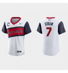 Men Cleveland Indians 7 Myles Straw Men Nike White 2021 Little League Class Authentic MLB Jersey Men Cleveland Indians 7 Myles Straw Men Nike White 2021 Little League Class Authentic MLB Jersey