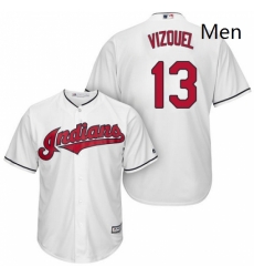 Mens Majestic Cleveland Indians 13 Omar Vizquel Replica White Home Cool Base MLB Jersey Mens Majestic Cleveland Indians 13 Omar Vizquel Replica White Home Cool Base MLB Jersey