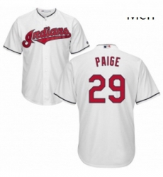 Mens Majestic Cleveland Indians 29 Satchel Paige Replica White Home Cool Base MLB Jersey Mens Majestic Cleveland Indians 29 Satchel Paige Replica White Home Cool Base MLB Jersey