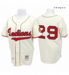 Mens Mitchell and Ness Cleveland Indians 29 Satchel Paige Replica Cream Throwback MLB Jersey Mens Mitchell and Ness Cleveland Indians 29 Satchel Paige Replica Cream Throwback MLB Jersey