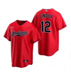 Mens Nike Cleveland Indians 12 Francisco Lindor Red Alternate Stitched Baseball Jerse Mens Nike Cleveland Indians 12 Francisco Lindor Red Alternate Stitched Baseball Jerse