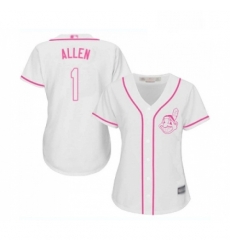 Womens Cleveland Indians 1 Greg Allen Replica White Fashion Cool Base Baseball Jersey Womens Cleveland Indians 1 Greg Allen Replica White Fashion Cool Base Baseball Jersey