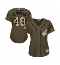 Womens Cleveland Indians 48 Tyler Clippard Authentic Green Salute to Service Baseball Jersey Womens Cleveland Indians 48 Tyler Clippard Authentic Green Salute to Service Baseball Jersey
