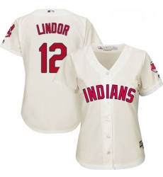 Womens Majestic Cleveland Indians 12 Francisco Lindor Authentic Cream Alternate 2 Cool Base MLB Jersey Womens Majestic Cleveland Indians 12 Francisco Lindor Authentic Cream Alternate 2 Cool Base MLB Jersey