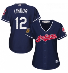 Womens Majestic Cleveland Indians 12 Francisco Lindor Authentic Navy Blue 2017 Spring Training Cool Base MLB Jersey Womens Majestic Cleveland Indians 12 Francisco Lindor Authentic Navy Blue 2017 Spring Training Cool Base MLB Jersey