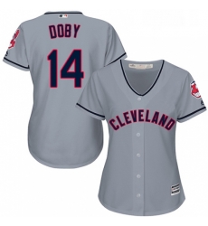 Womens Majestic Cleveland Indians 14 Larry Doby Replica Grey Road Cool Base MLB Jersey Womens Majestic Cleveland Indians 14 Larry Doby Replica Grey Road Cool Base MLB Jersey