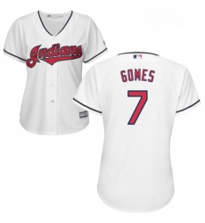 Womens Majestic Cleveland Indians 7 Yan Gomes Replica White Home Cool Base MLB Jersey Womens Majestic Cleveland Indians 7 Yan Gomes Replica White Home Cool Base MLB Jersey