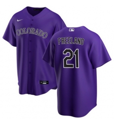 Men Colorado Rockies 21 Kyle Freeland Purple Stitched Baseball Jersey Men Colorado Rockies 21 Kyle Freeland Purple Stitched Baseball Jersey