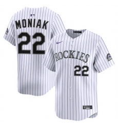 Men Colorado Rockies 22 Mickey Moniak White Home Limited Stitched Baseball Jersey