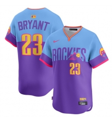 Men Colorado Rockies 23 Kris Bryant Purple Light Blue 2025 City Connect Limited Stitched Baseball Jersey Men Colorado Rockies 23 Kris Bryant Purple Light Blue 2025 City Connect Limited Stitched Baseball Jersey