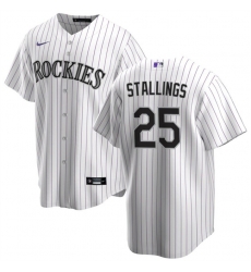 Men Colorado Rockies 25 Jacob Stallings White Cool Base Stitched Baseball Jersey Men Colorado Rockies 25 Jacob Stallings White Cool Base Stitched Baseball Jersey