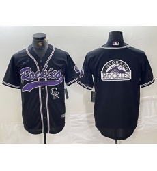 Men Colorado Rockies Black Team Big Logo Cool Base Stitched Baseball JerseyS 11 Men Colorado Rockies Black Team Big Logo Cool Base Stitched Baseball JerseyS 11