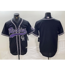 Men Colorado Rockies Black Team Big Logo Cool Base Stitched Baseball JerseyS 5 Men Colorado Rockies Black Team Big Logo Cool Base Stitched Baseball JerseyS 5
