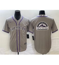 Men Colorado Rockies Grey Team Big Logo Stitched Baseball Jersey Men Colorado Rockies Grey Team Big Logo Stitched Baseball Jersey