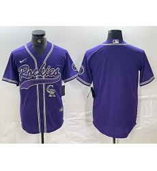 Men Colorado Rockies Purple Team Big Logo Cool Base Stitched Baseball Jersey 11 Men Colorado Rockies Purple Team Big Logo Cool Base Stitched Baseball Jersey 11