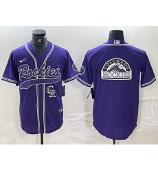 Men Colorado Rockies Purple Team Big Logo Cool Base Stitched Baseball Jersey 1 Men Colorado Rockies Purple Team Big Logo Cool Base Stitched Baseball Jersey 1
